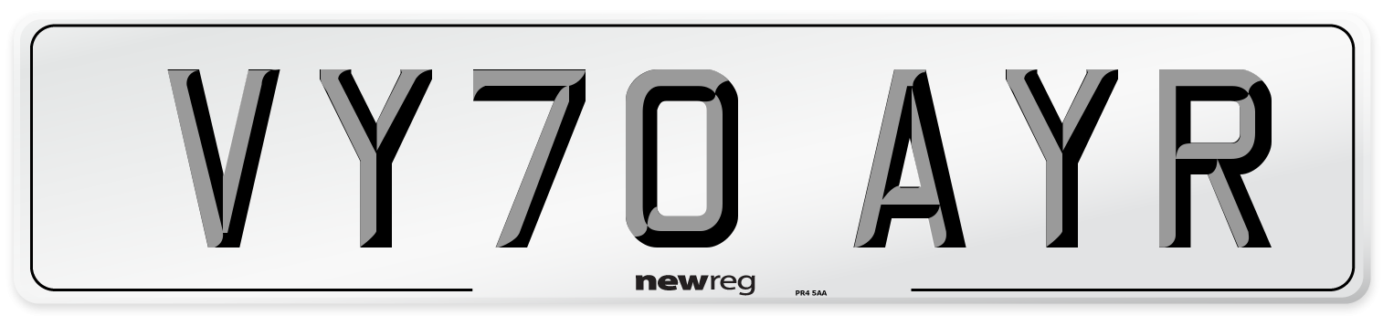 VY70 AYR Number Plate from New Reg